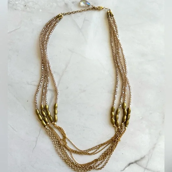 NEW Handmade Necklace - Brass/Labradorite Beads